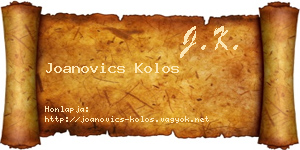 Joanovics Kolos névjegykártya
